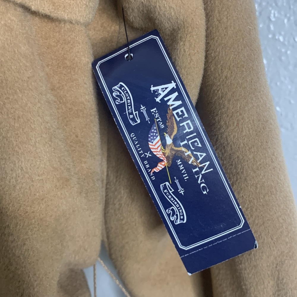 NEW american living danielle camel wool angora blend trench coat jacket large - Picture 3 of 9